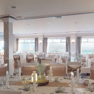 Tables set up for a wedding breakfast